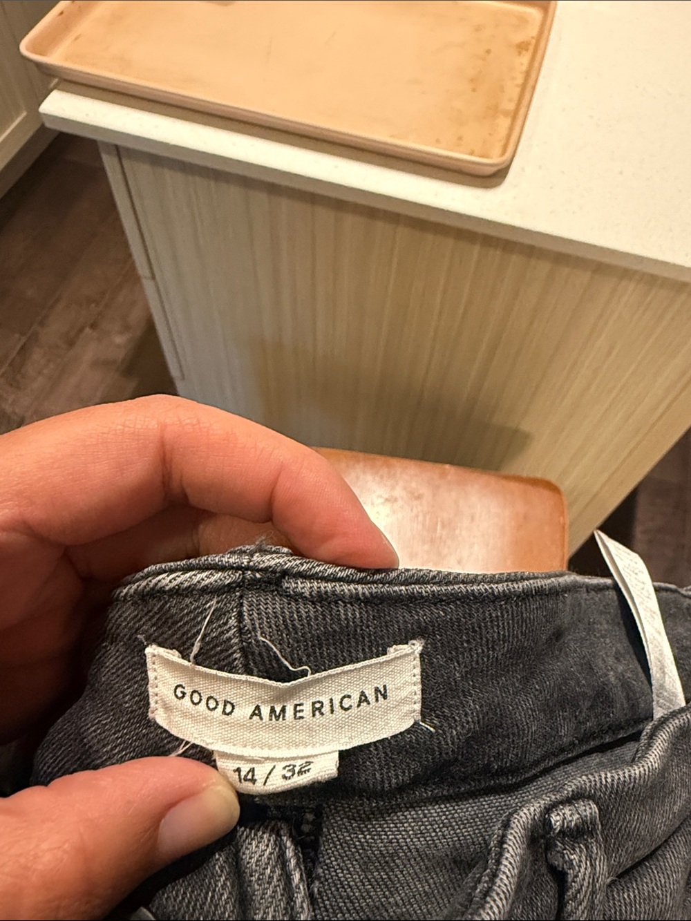 Good American Slim Straight Gray Washed Jeans - Picture 2 of 3